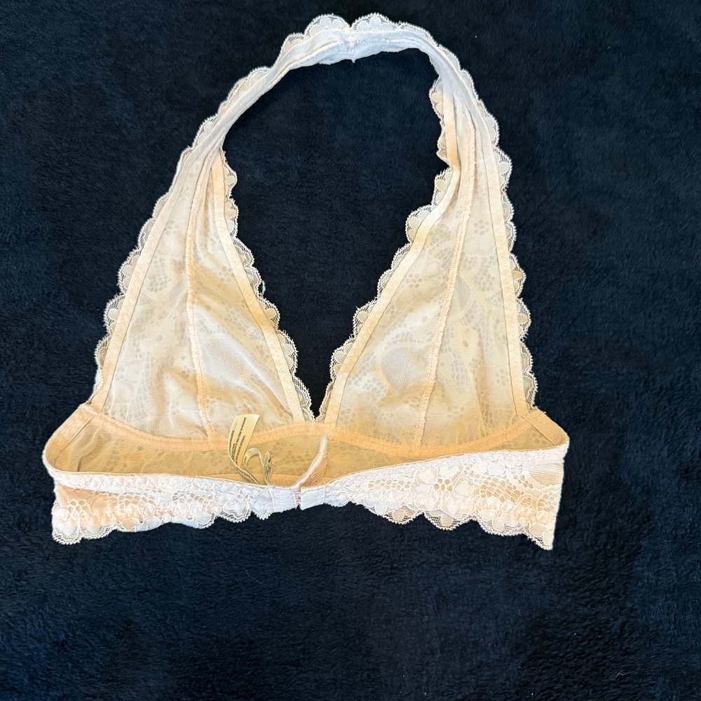 Free People Intimately Lace Halter Bralette Bundle 3 Pack‎ Blue Cream Orange XS - Picture 9 of 11